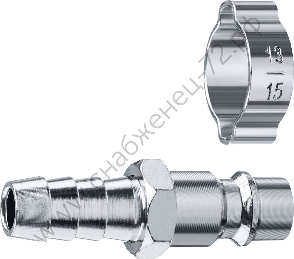ЗУБР штуцер ″елочка″, 10 мм - рапид штуцер, переходник с обжимным хомутом, Профессионал (64918-10)