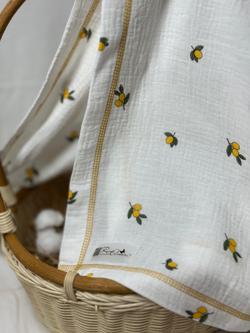 Муслиновая пеленка Лимончики 90*130 (+/-5см)