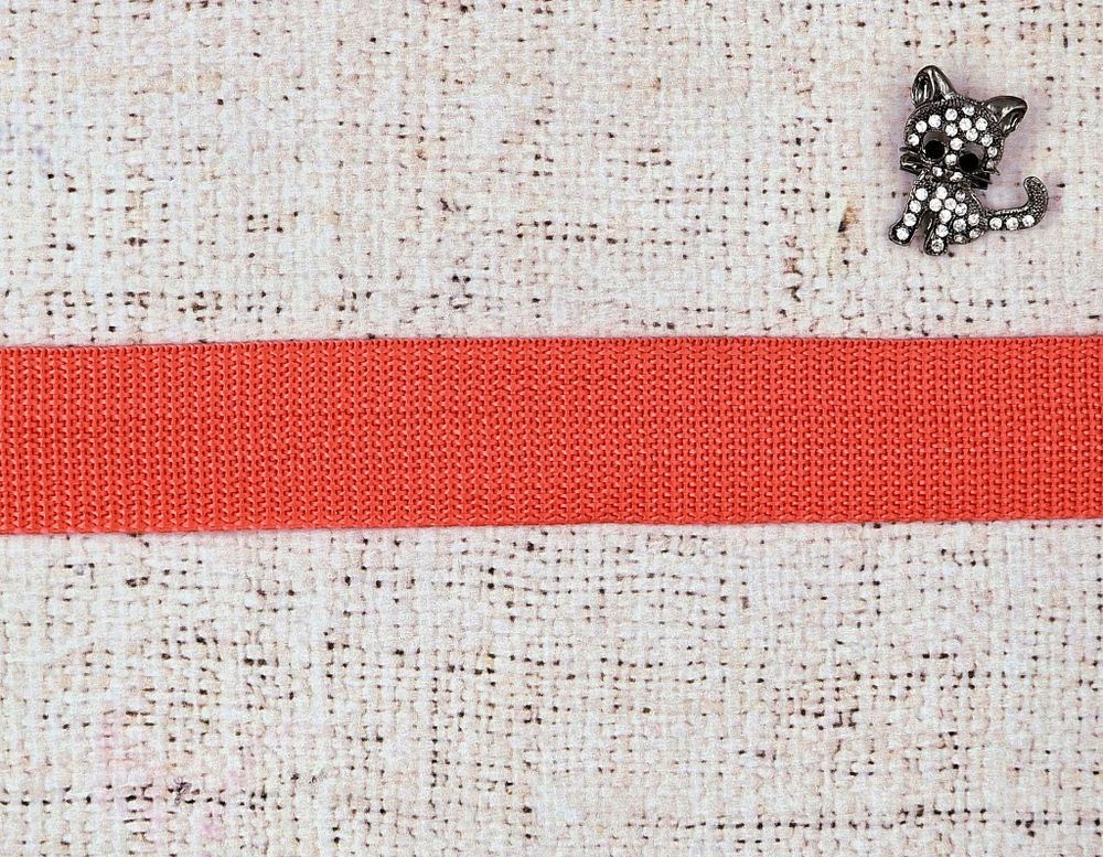 Лента ременная стропа, 14 гр/м, ш. 2,5 см, ярко-коралловый