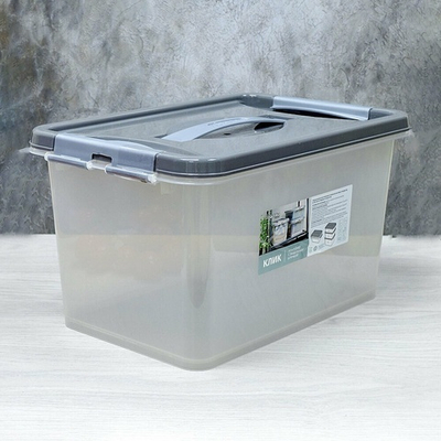 Контейнер 10 с защелками и ручкой "Клик", темно-серый