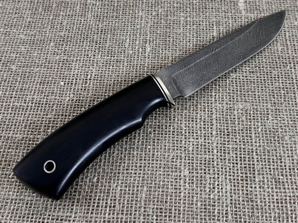 Нож "Скандинав", дамасская сталь, рукоять черный граб мореный