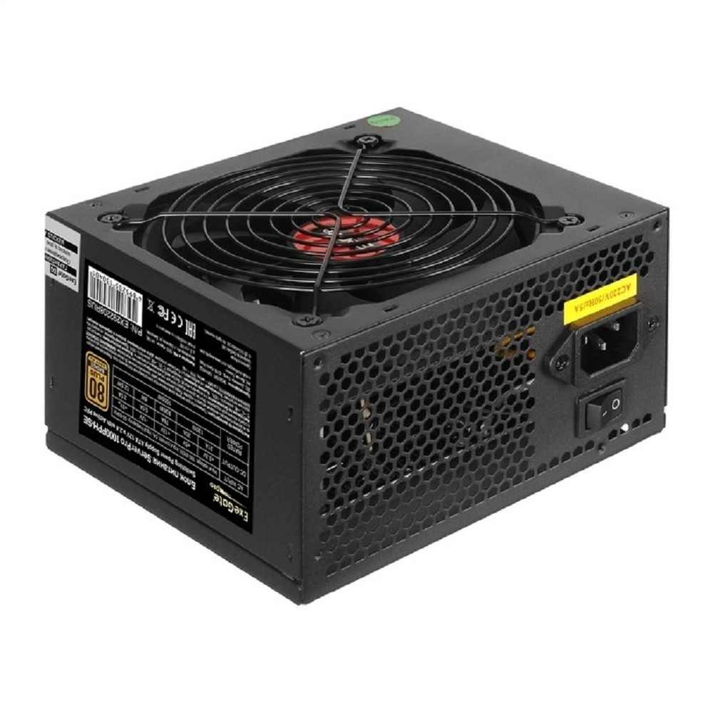 Exegate EX292208RUS Серверный БП 1000W ExeGate ServerPRO 80 PLUS® Bronze 1000PPH-SE (ATX, for 3U+ cases, APFC, КПД 89% (80 PLUS Bronze), 12cm fan, 24pin, 2x(4+4)p, 6xPCI-E, 8xSATA, 4xIDE, box, black)