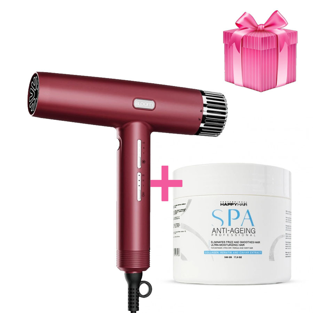 Фен Bloom 2000 W + подарок Ботокс Happy Hair SPA Anti-Ageing 500 гр