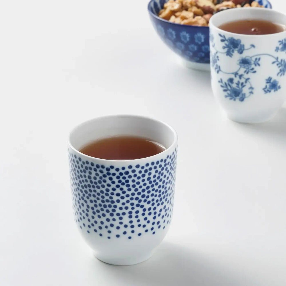 Набор кружек IKEA ENTUSIASM (ЕНТУСИАСМ), Синий, Белый, 220 мл, 4 шт