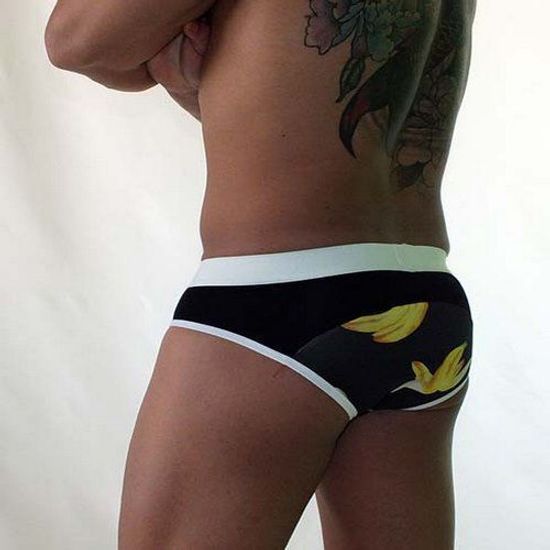 Мужские трусы брифы черные с принтом Van Baam