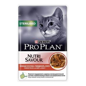 Влажный корм для кошек Pro Plan Sterilised для стерилизованных кошек с говядиной, 85гр