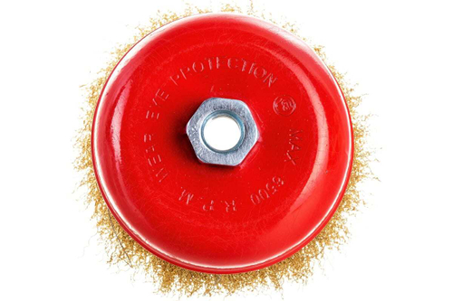 Щетка чашечная (125 мм; М14; латунированная волнистая 0.35 мм) для УШМ Elitech 1820.074100