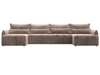 Диван П-образный Лига-051 НПБ Лонг ВЕЛЮР TOWER 05 бежевый