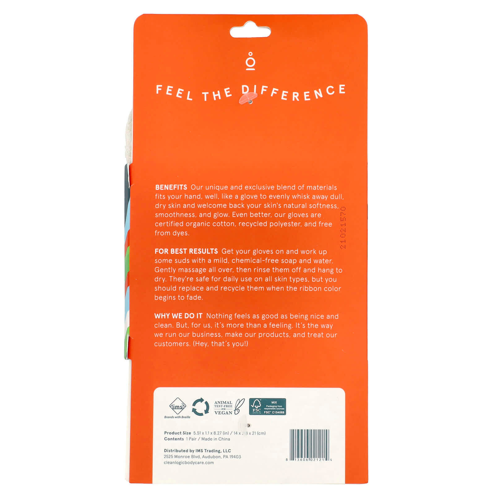 CleanLogic, Устойчивые отшелушивающие перчатки для тела, 1 пара