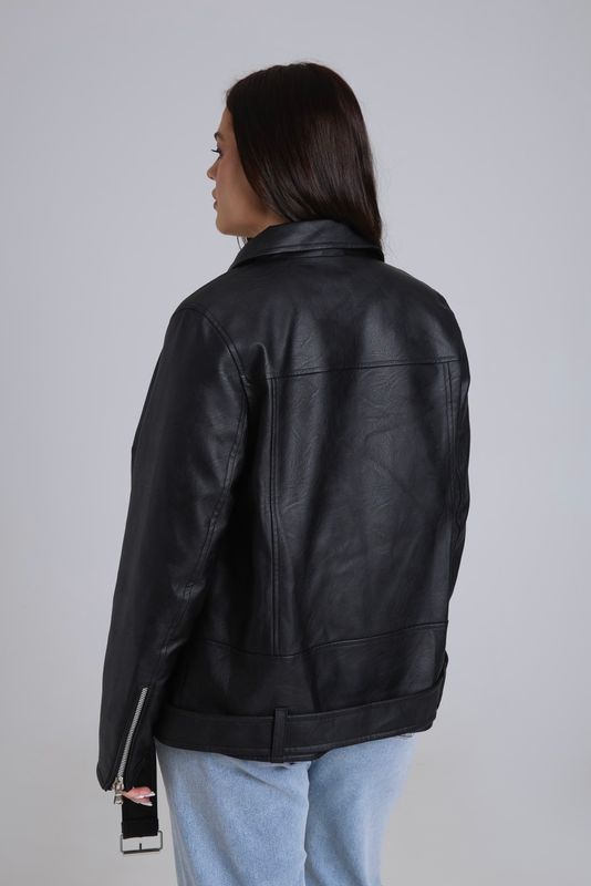 Куртка-косуха из экокожи, черный