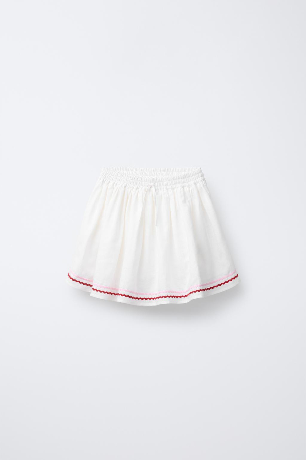 ZARA ЮБКА-ШОРТЫ ИЗ СМЕСОВОГО ЛЬНА С ВОЛНИСТОЙ КРОМКОЙ, СВЕТЛЫЙ ЭКРЮ