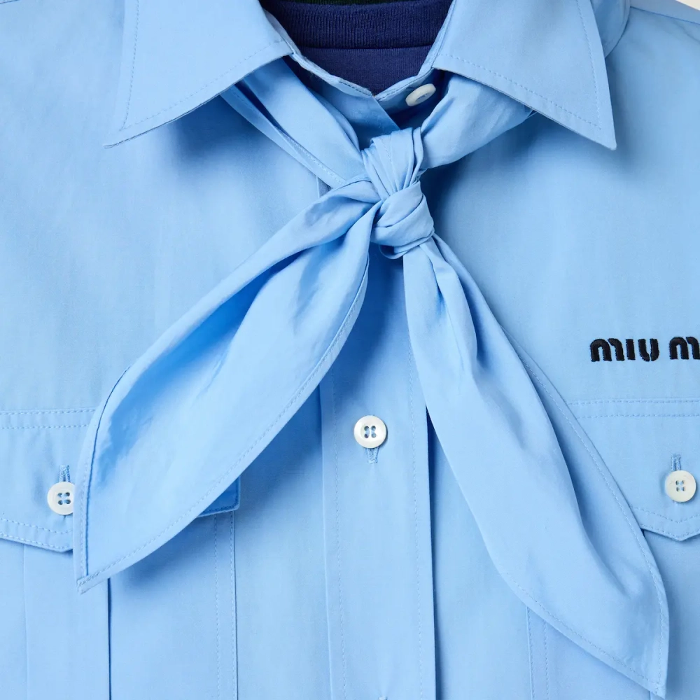 Рубашка Miu Miu из поплина с повязкой на шее