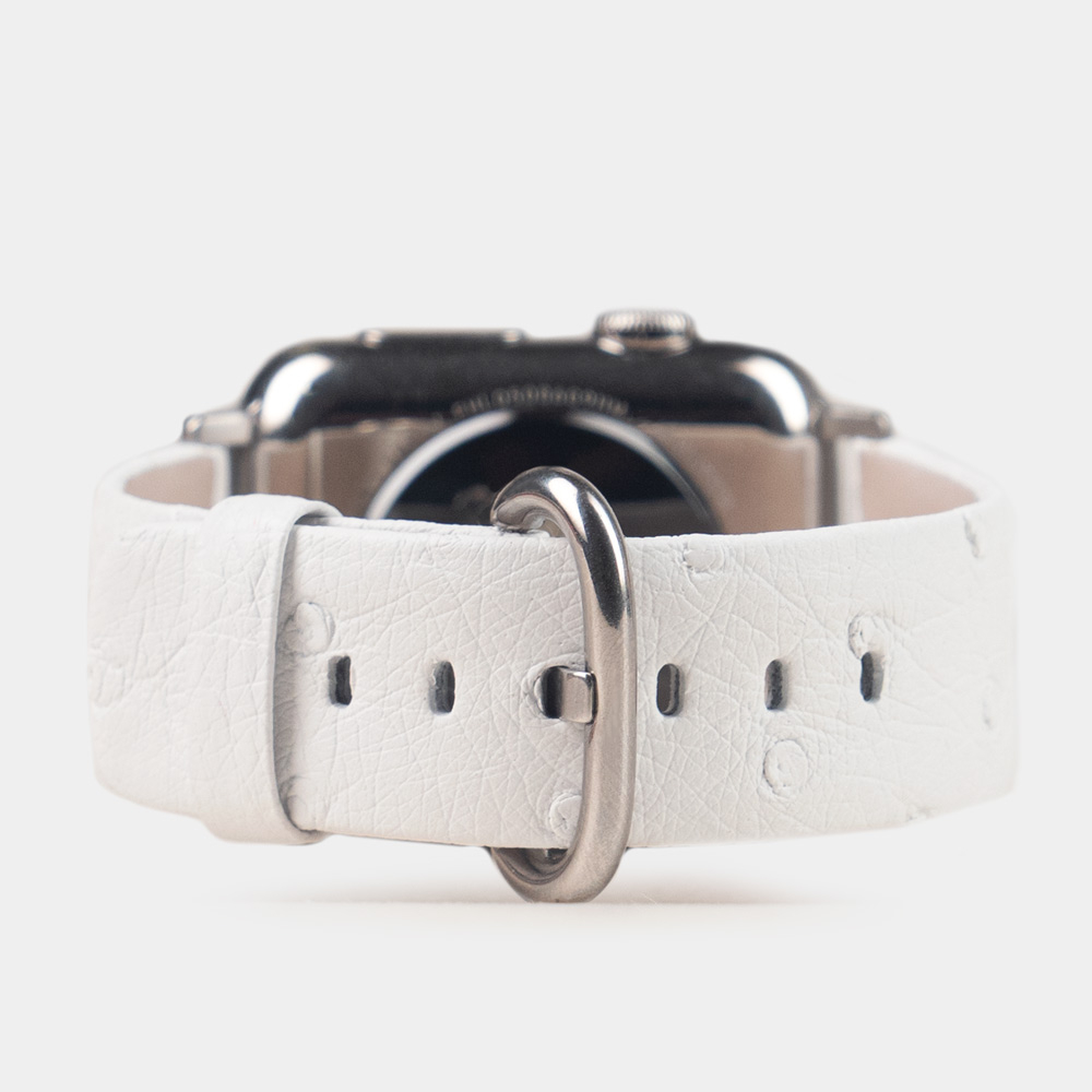 Ремешок для Apple Watch 40/41/42 mm из кожи страуса, белого цвета