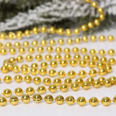 Бусы на ёлку 1,5м «Шарики» d-6мм, Золото