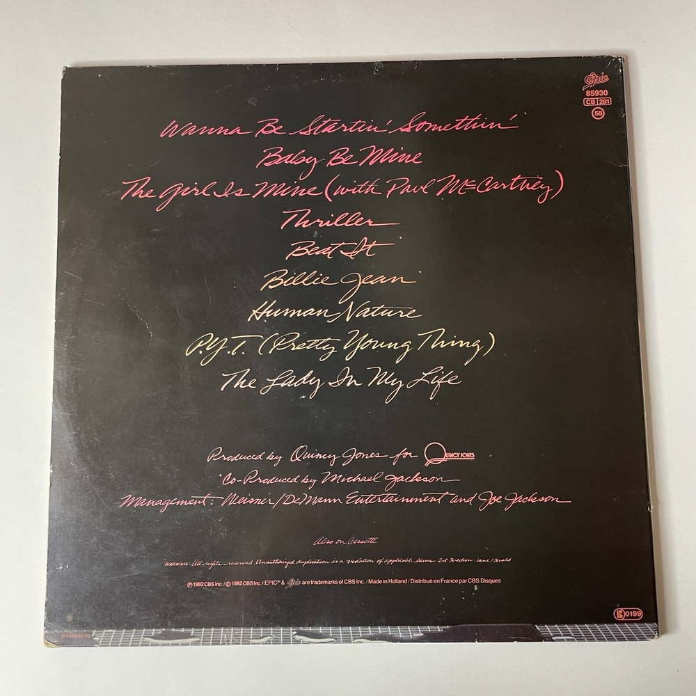 Винтажная виниловая пластинка LP Michael Jackson Thriller (Holland 1982) Billie Jean