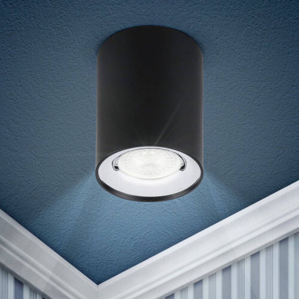 Светильник настенно-потолочный спот ЭРА OL1 GU10 BK/CH под лампу MR16/GU10 черный/хром IP20 | Без бренда