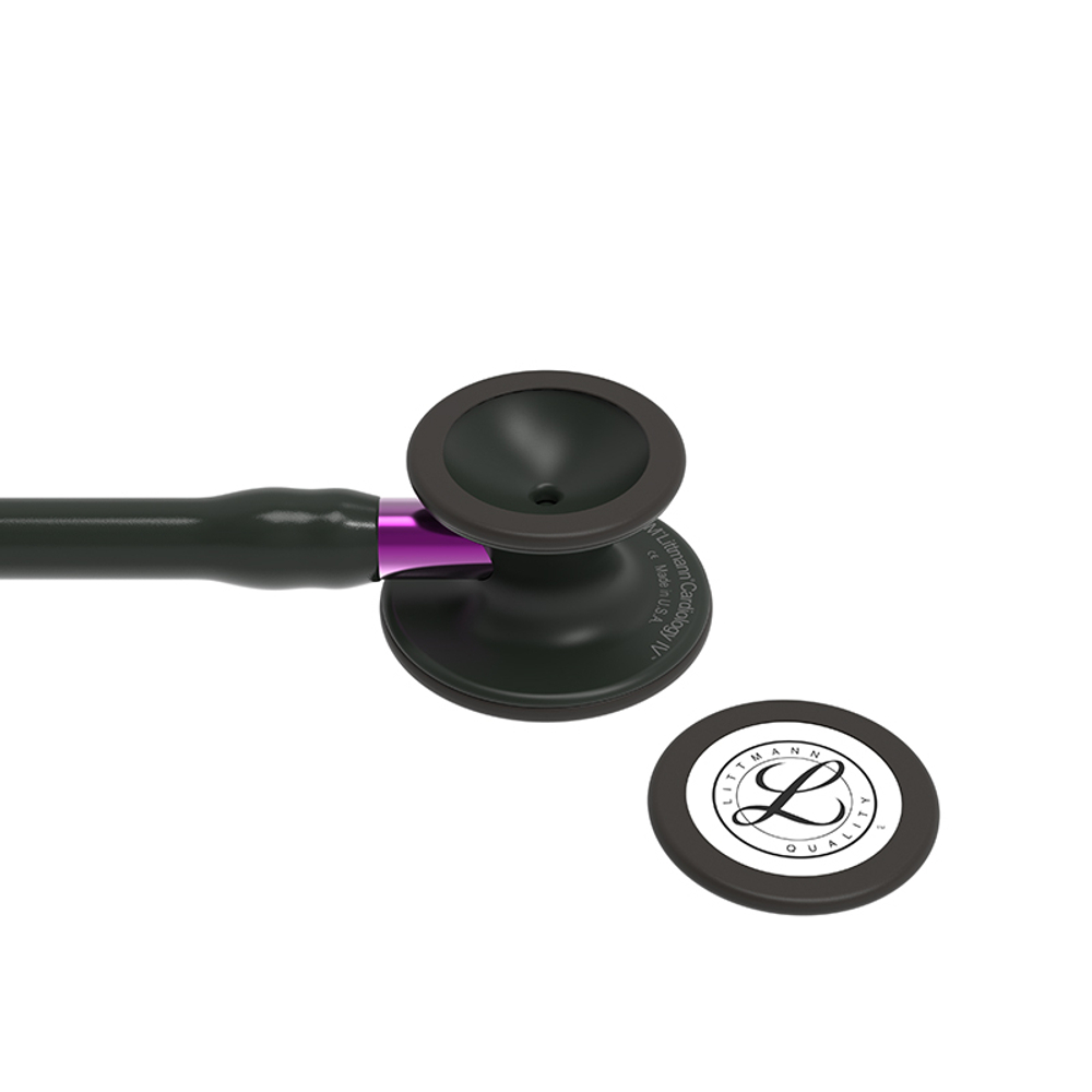 Стетоскоп Littmann Cardiology IV, черный, черная матовая акустическая головка, фиолетовый ствол (6203)