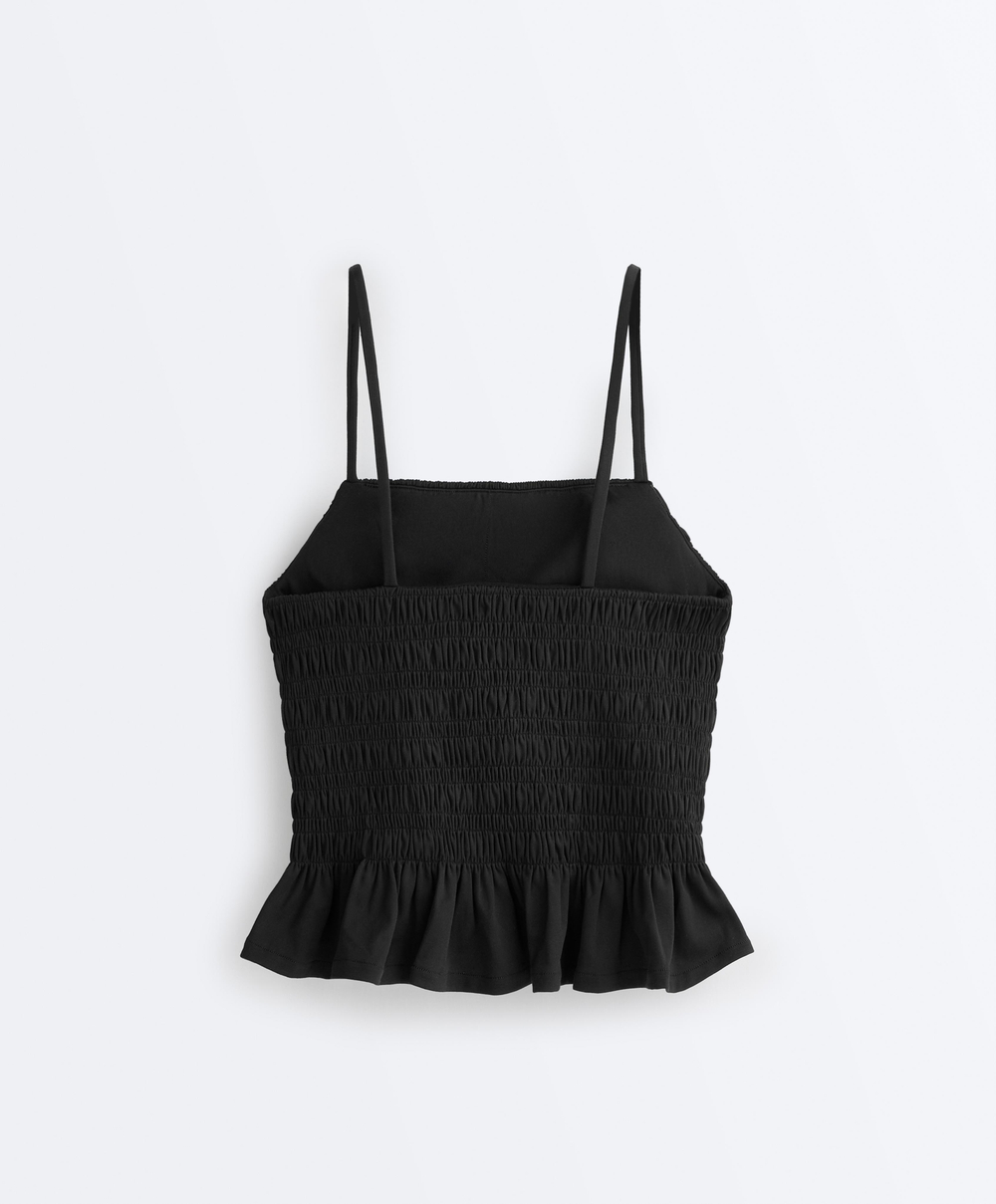 Oysho Топ Comfortlux со сборкой, черный