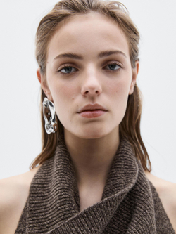 Massimo Dutti Вязаный топ из шерсти и шелка - Limited Edition, серый/коричневый