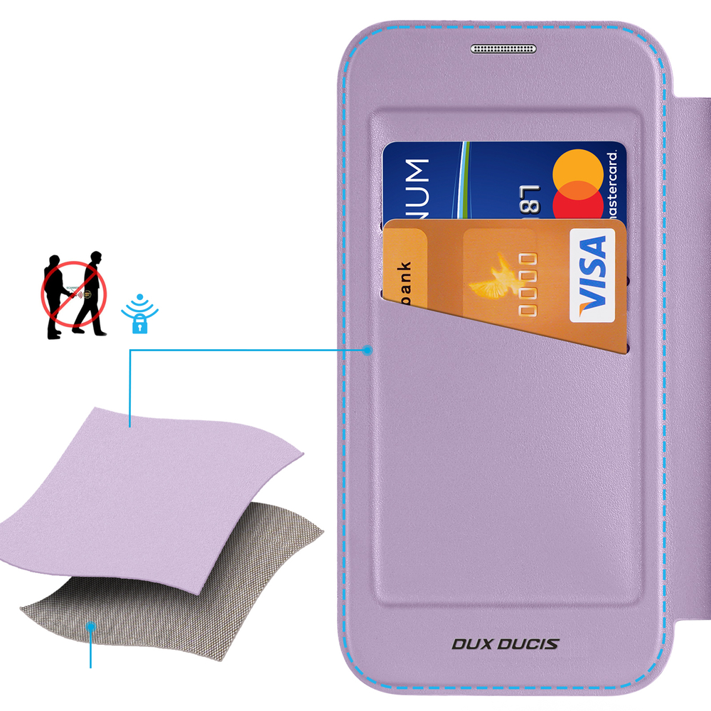 Чехол книжка фиолетового цвета (Purple Pink) с MagSafe от Dux Ducis для смартфона iPhone 17 Pro Max, серия Skin X Pro Series