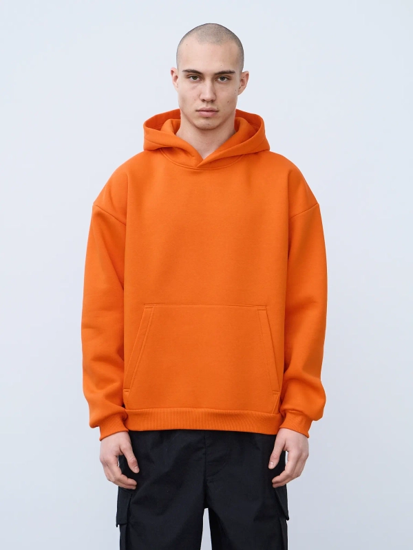 Худи оверсайз с начесом (оранжевый)