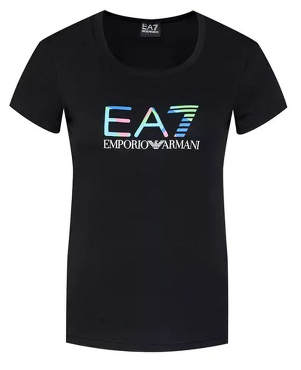 Женская футболка теннисная EA7 Woman Jersey T-Shirt - black