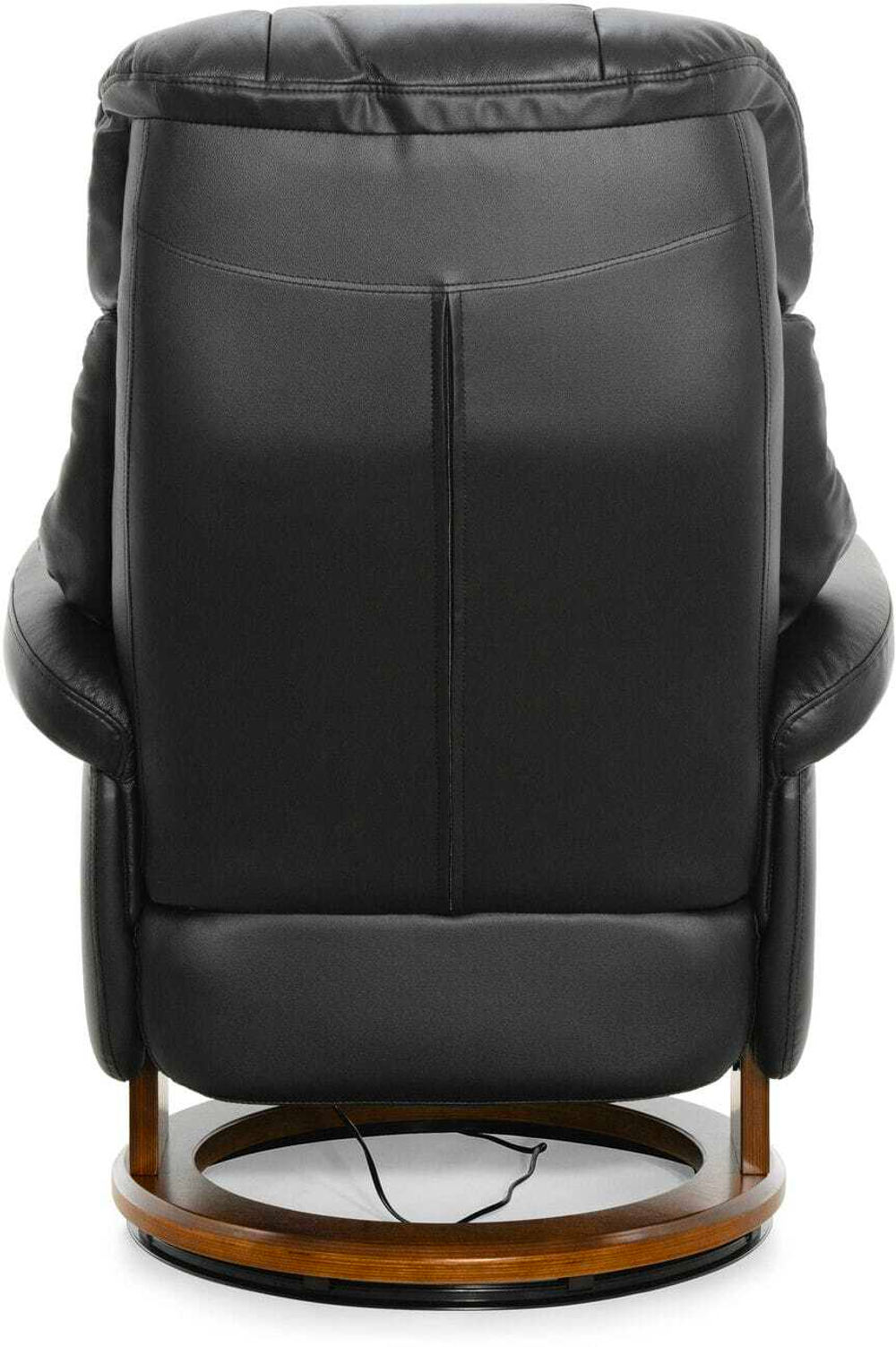 Кресло реклайнер Relax Lux Electro S16099RWB, натуральная кожа черная (001), основание дерево темный орех (029)