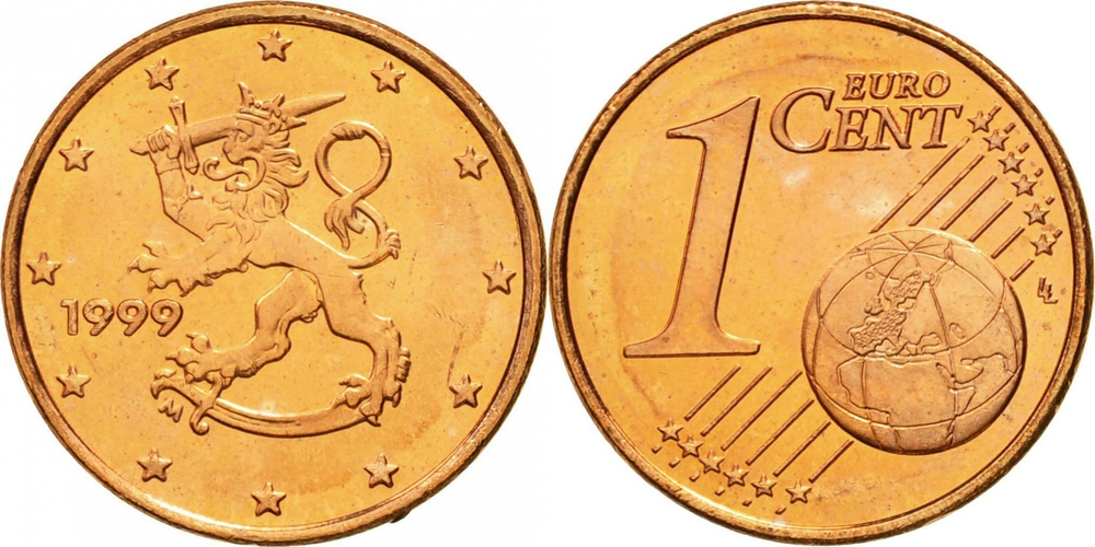 Финляндия 1 евроцент, 2005 Лев XF