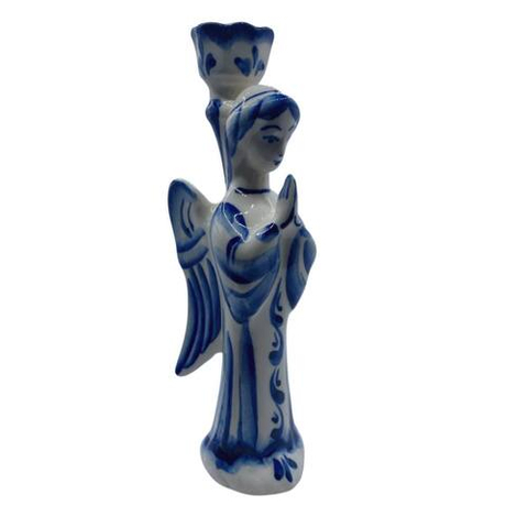 Фигурка-подсвечник Ангел факел гжель