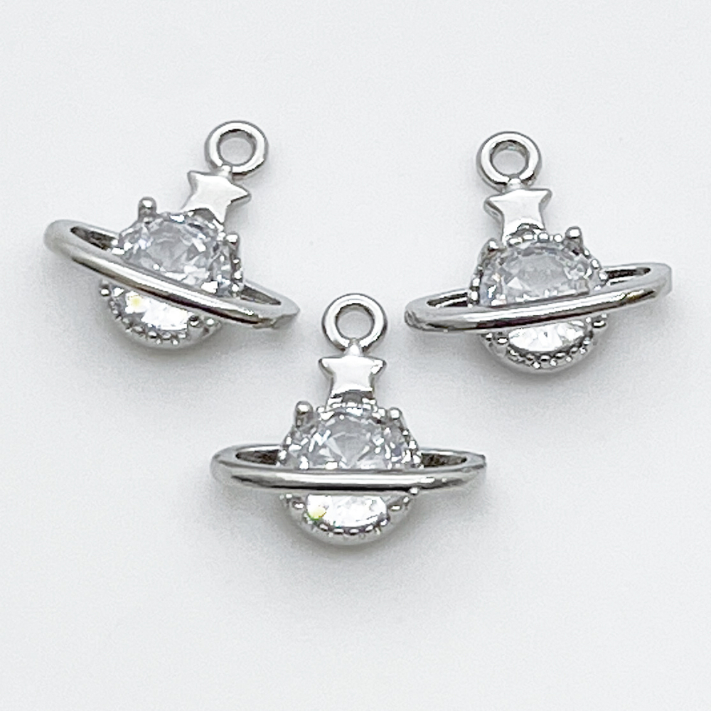 Подвеска Планета, цвет серебро, фианит, размер 13*13 мм, цена за 1 шт