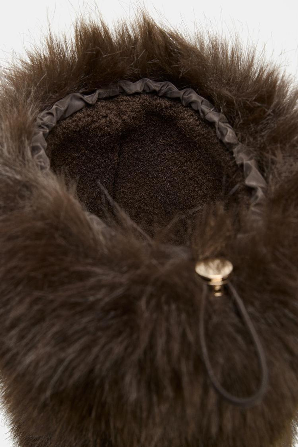 ZARA БОТИНКИ С ОТДЕЛКОЙ ИЗ ИСКУССТВЕННОГО МЕХА, КОРИЧНЕВЫЙ