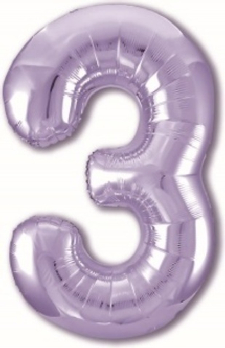 Аг 40''/102 см, Цифра Slim Сиреневый (Пастельный Фиолетовый) "3", 1 шт. (в упаковке)