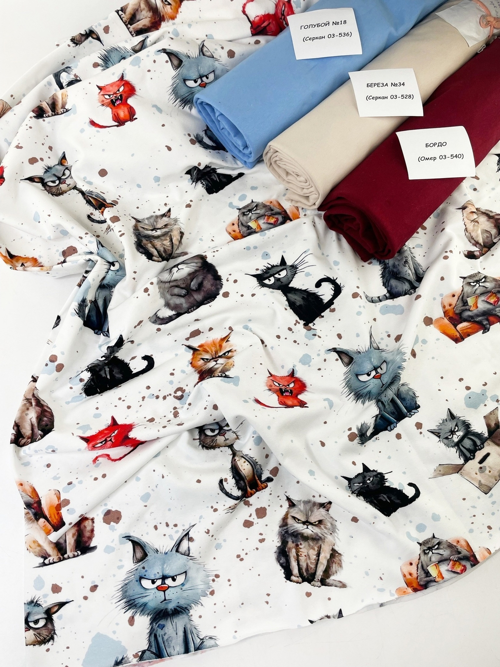 GRUMPY CATS - Кулирка с лайкрой, компакт пенье (ДЖ54) (к1 пыль от краски)