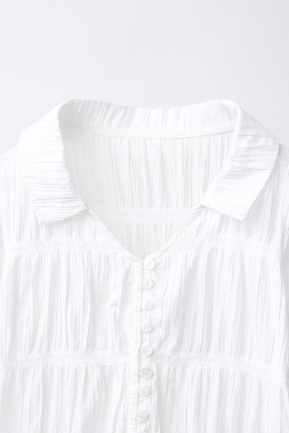 ZARA РУБАШКА С ЭЛАСТИЧНЫМИ КРОМКАМИ, БЕЛЫЙ