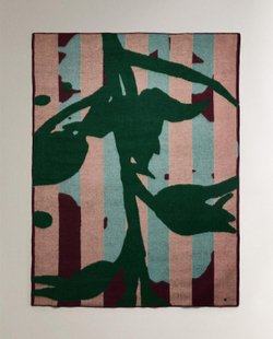 Zara Home - Шерстяной плед в полоску и ветви x collagerie, зеленый, 140x190 см