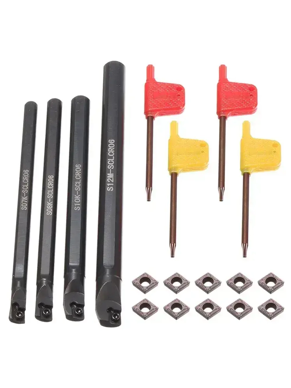 4 комплекта держателей токарного станка SCLCR 7/8/10/12 мм + 10 шт. CCMT 0602 набор держателей инструмента для токарных станков