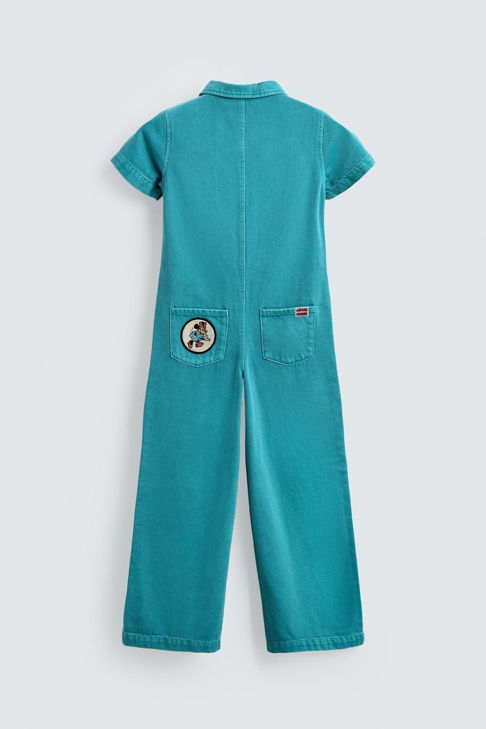 ZARA Х DISNEY ДЖИНСОВЫЙ КОМБИНЕЗОН С ВЫШИВКОЙ И НАШИВКАМИ, БИРЮЗОВЫЙ