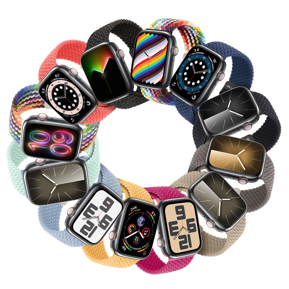 Эластичный ремешок черного цвета (Midnight) от Dux Ducis для смарт часов Apple Watch размером 42, 44, 45, 46, 49MM, серия Strap (Mixture Pro Series)