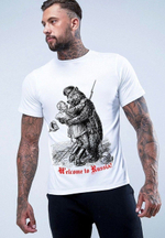 Белая футболка с принтом в виде русского медведя (Размер: L) (Цвет: белый)