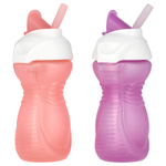 Munchkin, Click Lock ™, Flip Straw Cup, от 12 месяцев, светло-розовый и светло-фиолетовый, 2 стакана по 266 мл (9 унций)