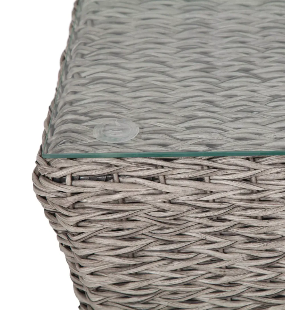 "Капучино" журнальный столик из искусственного ротанга (гиацинт), цвет серый