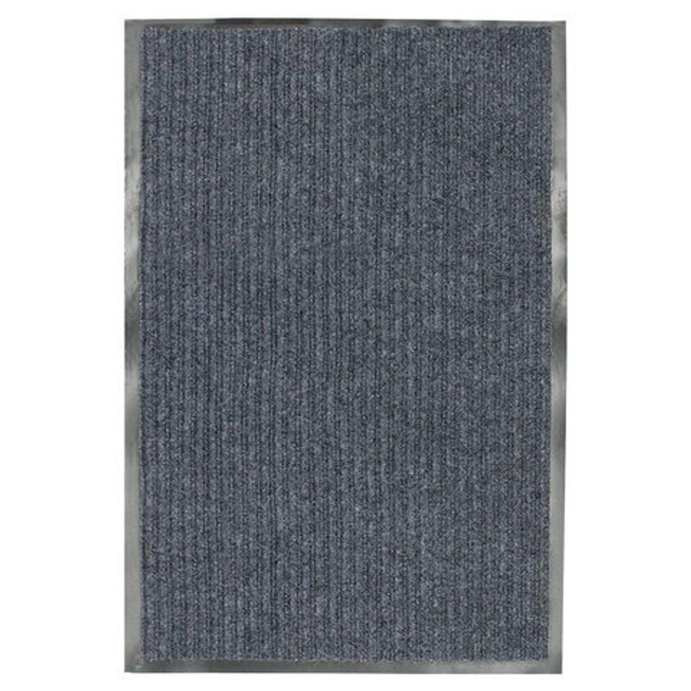Коврик входной ворсовый влаго-грязезащитный LAIMA, 60х90 см, ребристый, толщина 7 мм, серый, 602867