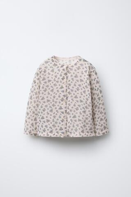 ZARA КАРДИГАН ИЗ ТОНКОГО ТРИКОТАЖА С ЦВЕТОЧНЫМ ПРИНТОМ, ТЕЛЕСНО-РОЗОВЫЙ