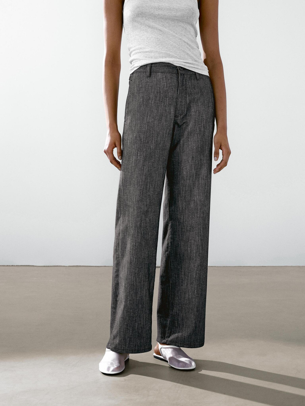 Massimo Dutti Джинсовые брюки из смесового хлопка, серый