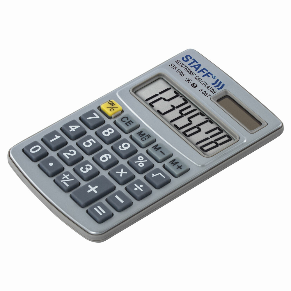 Калькулятор карманный металлический STAFF STF-1008 (103х62 мм) 8 разрядов двойное питание (2 штуки в упаковке)