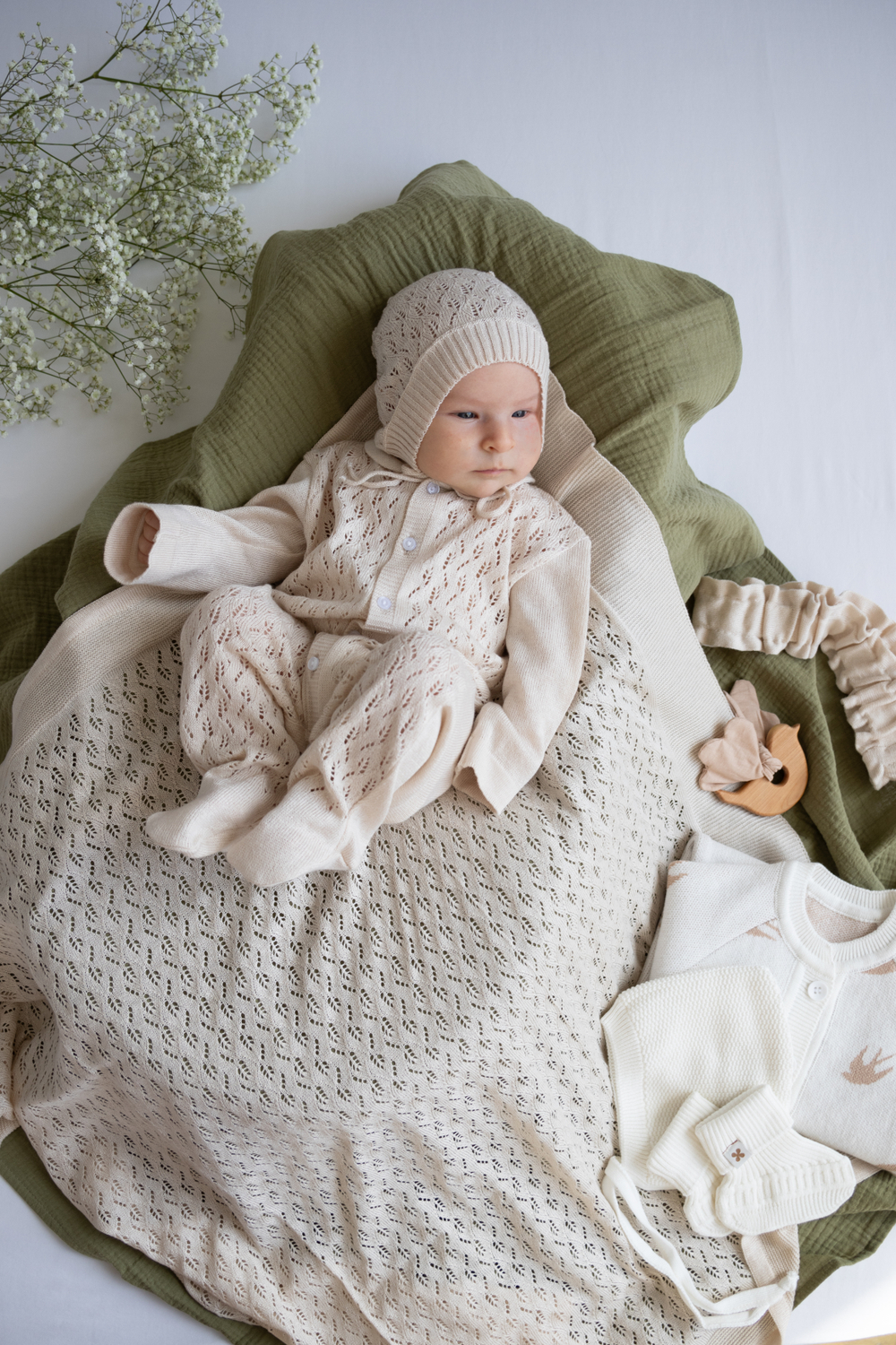 Комплект на выписку "Сакура" со слипом, Бежевый