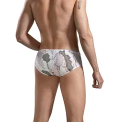 Мужские плавки белые  с принтом Clever Moda CALIPSO SWIMSUIT BRIEF 166301