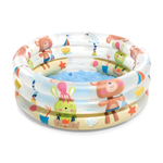 Бассейн надувной Intex 57106 Dino Buddies 61х22 см / Круглый трехсекционный бассейн Пляжные друзья Интекс с надувным дном для дачи