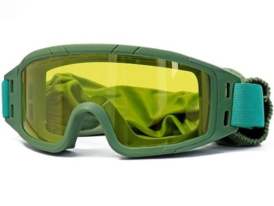 Маска стрелковая ShotTime Puma, защитная, зелёная, линза желтая