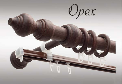 Карниз МП200 см круглопалочный ОРЕХ с шиной 28 мм с прищепкой